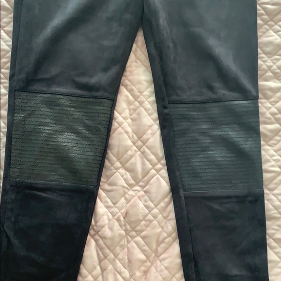 Faux suede leggings with leather details - Picture 2 of 6
